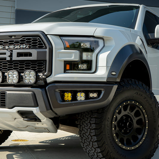 Raptor Fog Light Kit 17-18 F-150 Raptor Fog Pocket Kit Baja Amber SAE Sportsmen Baja Designs