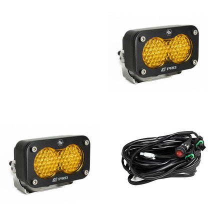 LED Light Pods Baja Amber Lens Work/Scene Pattern Pair S2 Pro Series Baja Designs